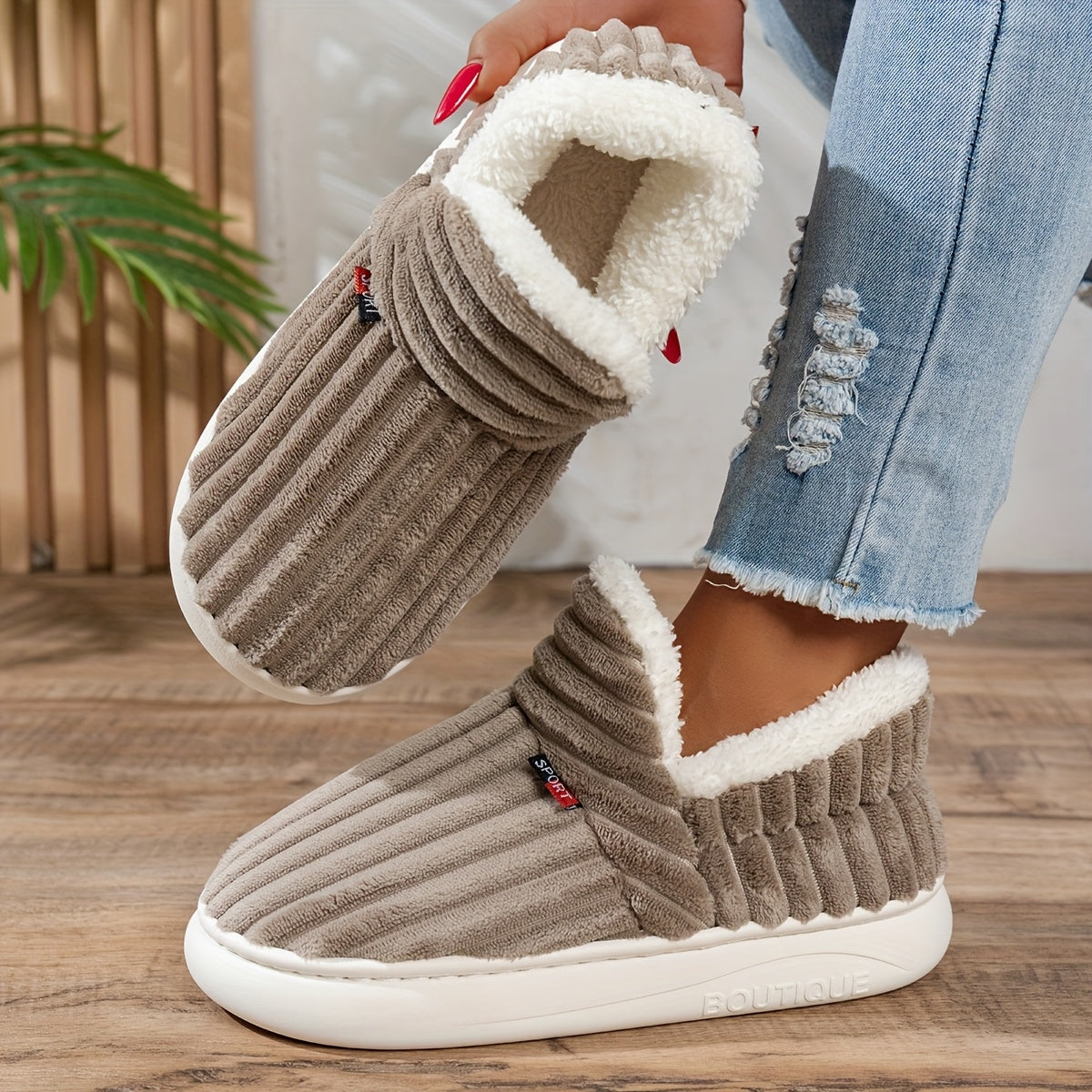 Warm Cozy Women's Slipper Shoes with Grip Soles - Nocini