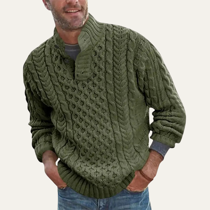 Thick Cable Knit Crew Neck Men's Sweater
