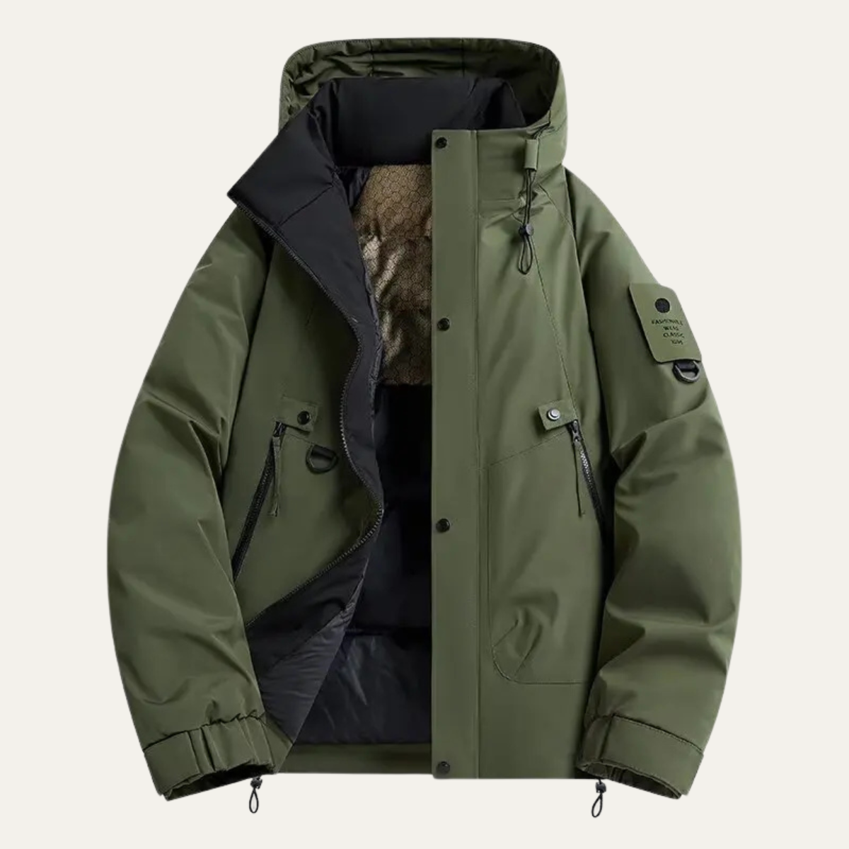 Warm Men's Ski Hooded Parka with Fleece Inside - Nocini