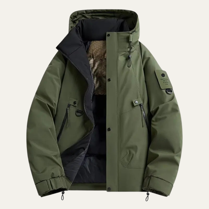 Warm Men's Ski Hooded Parka with Fleece Inside - Nocini