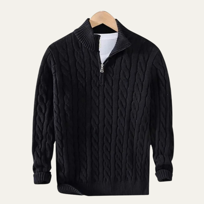 Cozy Men's Cable Knit Quarter Zip Sweater