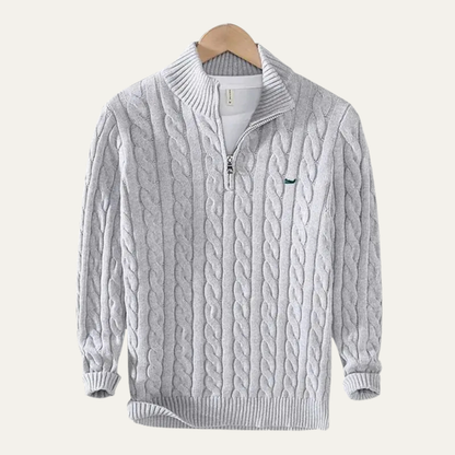 Cozy Men's Cable Knit Quarter Zip Sweater