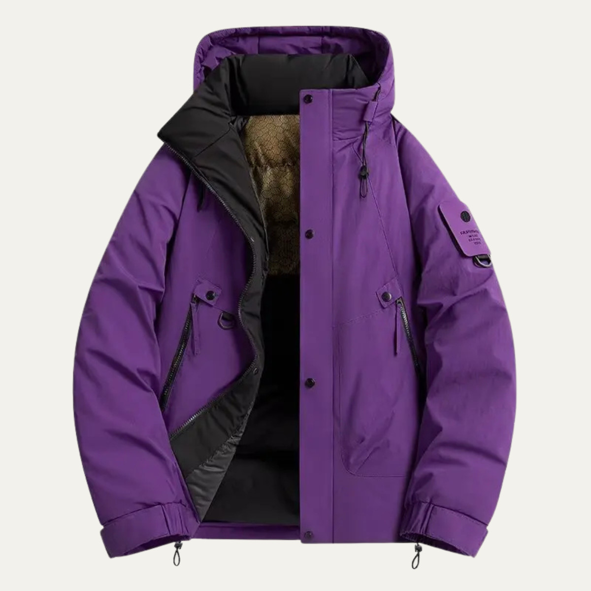 Warm Men's Ski Hooded Parka with Fleece Inside