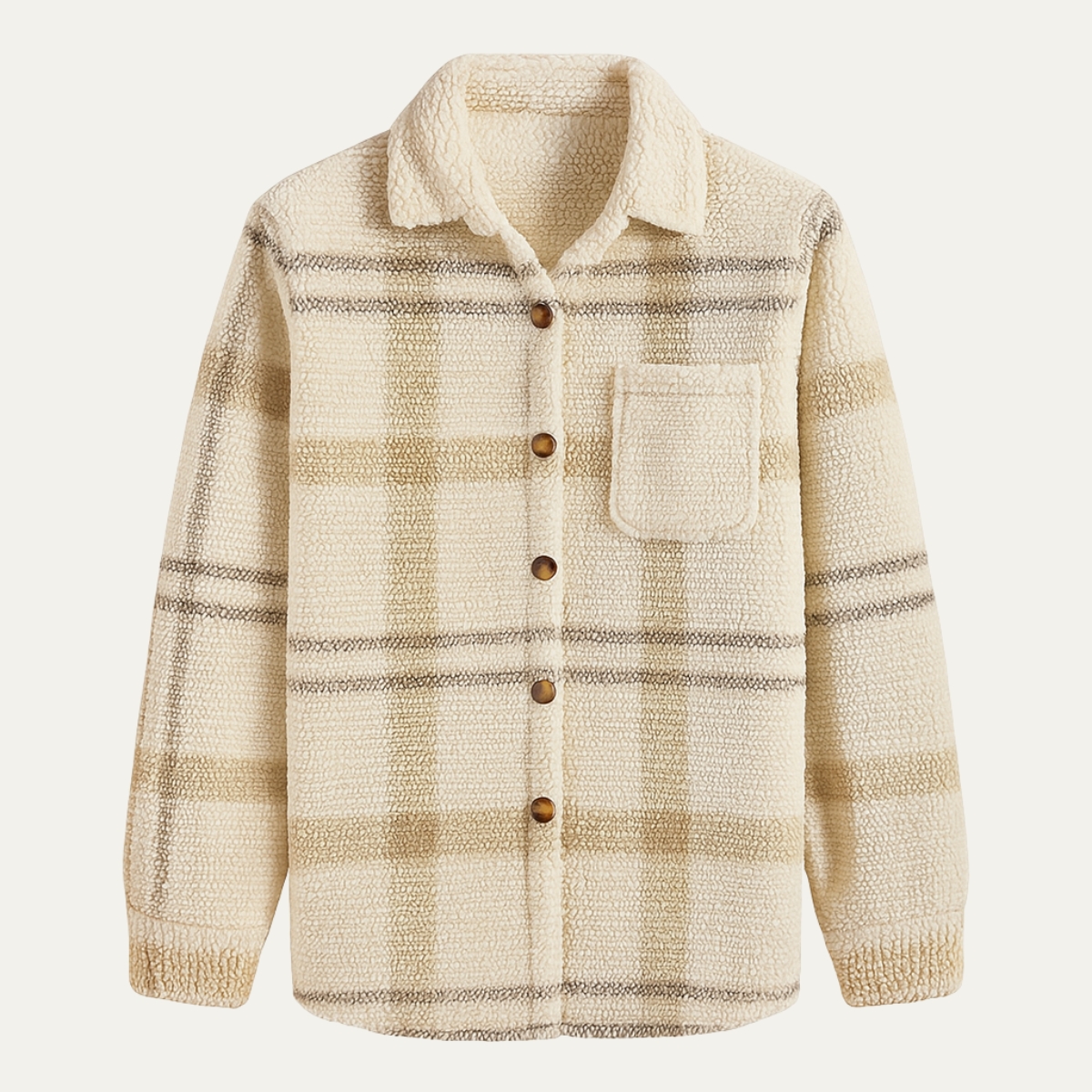 Classic Plaid Fleece Jacket for Men with Pockets - Nocini