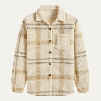 Classic Plaid Fleece Jacket for Men with Pockets - Nocini