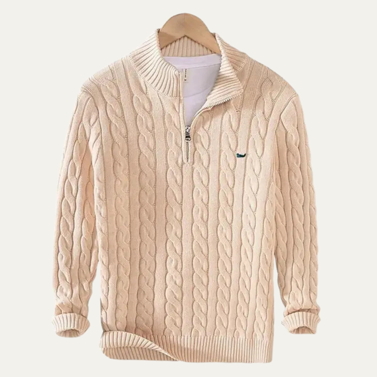Cozy Men's Cable Knit Quarter Zip Sweater