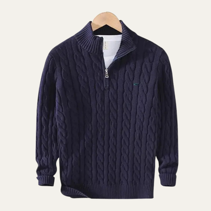 Cozy Men's Cable Knit Quarter Zip Sweater
