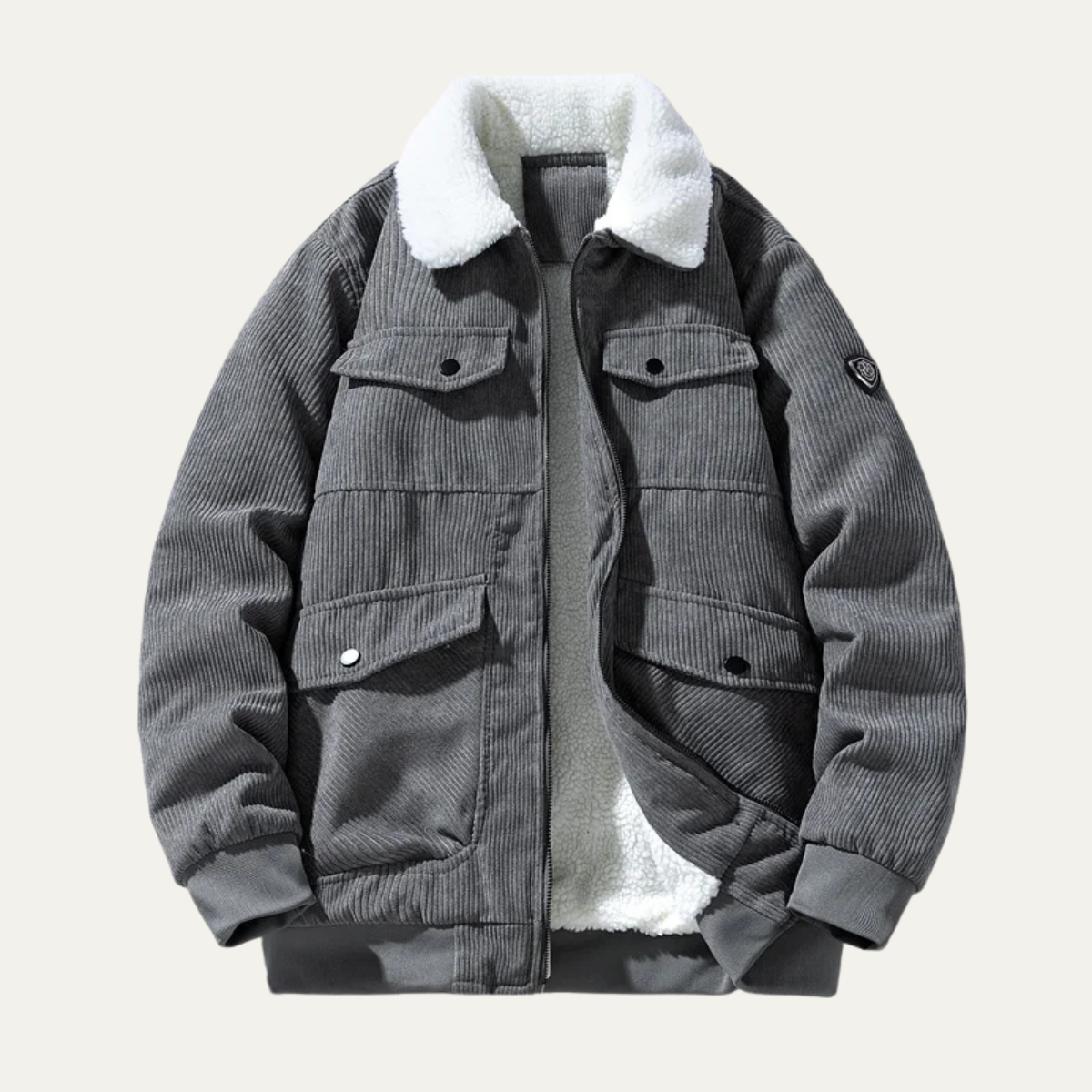 Warm Mens Corduroy Sherpa Lined Winter Coat - Nocini