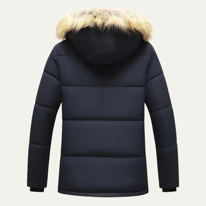 Warm Men's Hooded Parka Jacket with Faux Fur Collar