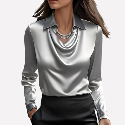Ladies Silk Blouse with Flowy Neckline