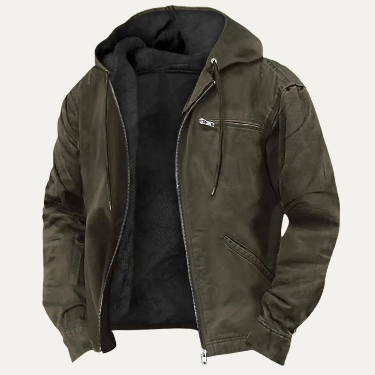 Men's Cozy Fleece Lined Vintage Hoodie Jacket