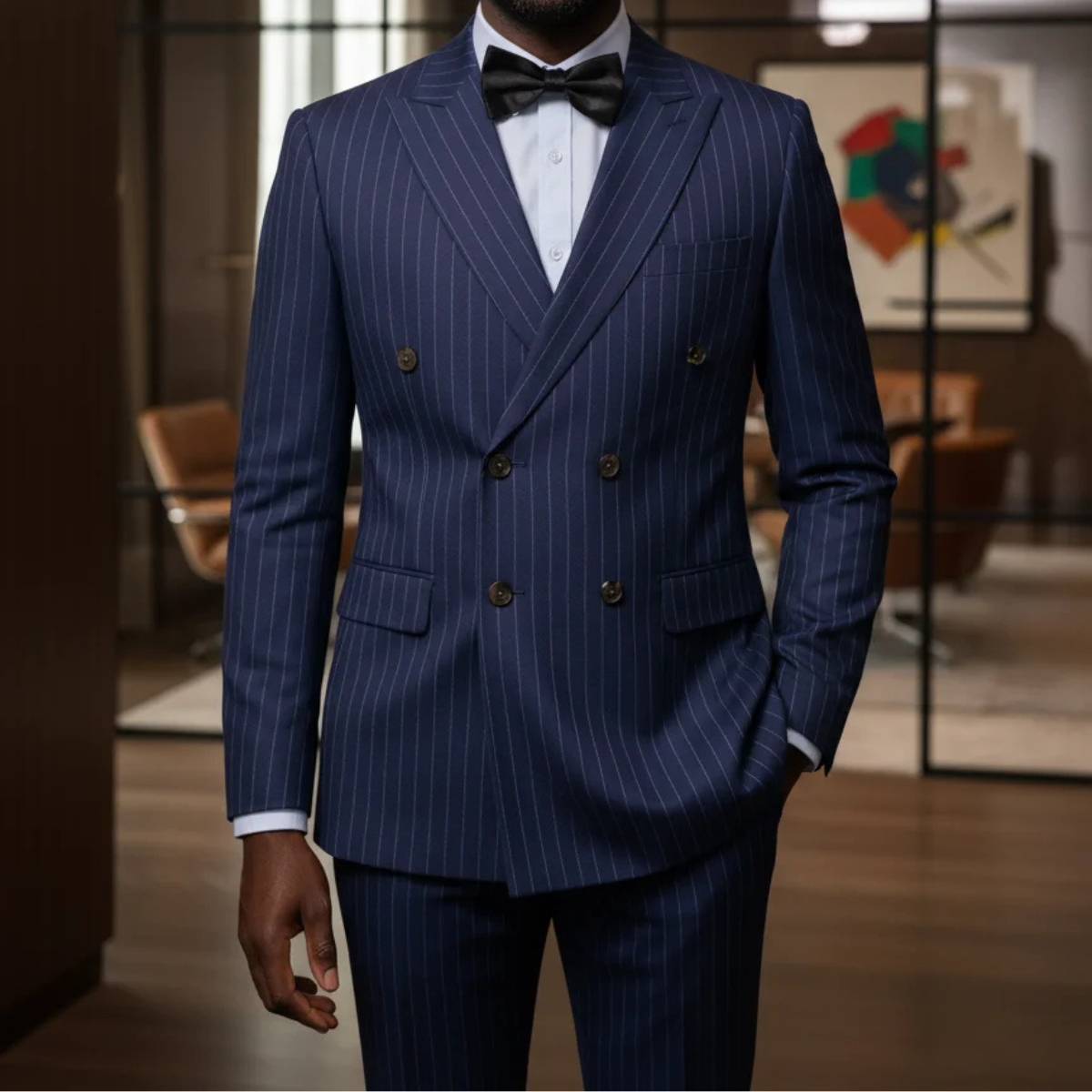 Men's Traditional Pinstripe 2 Piece Suit