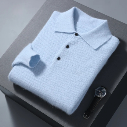 Luxury Men's Soft Cashmere Polo Sweater