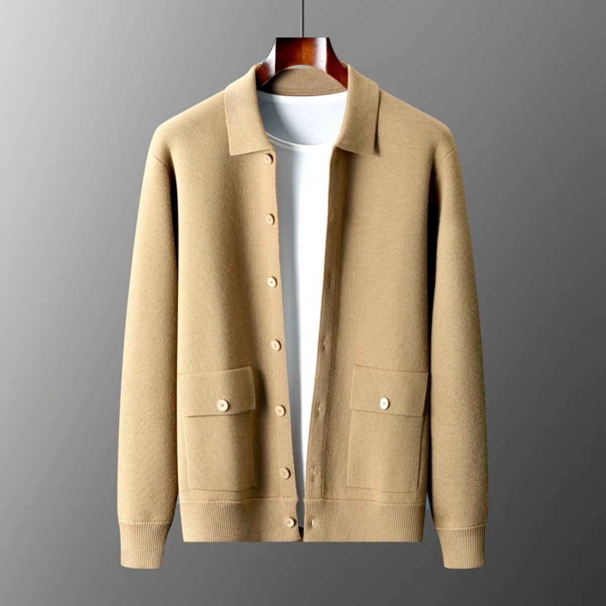 Soft Merino Wool Mens Knit Cardigan Sweater