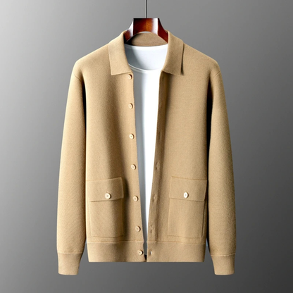 Soft Merino Wool Mens Knit Cardigan Sweater