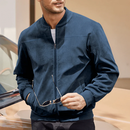 Classic Brown Leather Bomber Jacket for Men