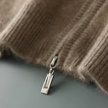 Cozy Men's Cashmere Zip Up Sweater