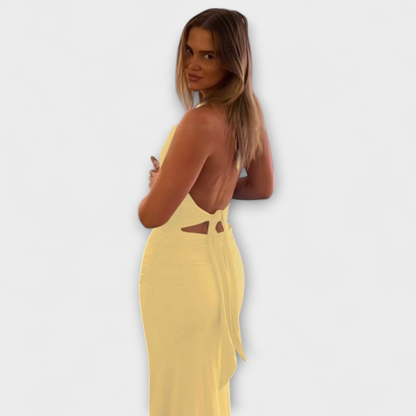 Sleek Strapless Formal Evening Dress