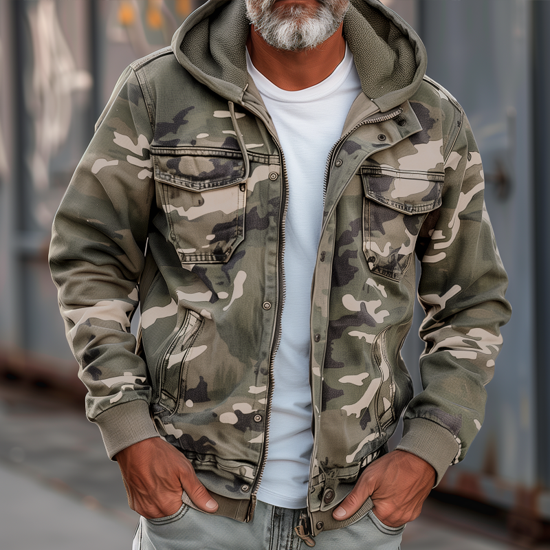 Drake | Men's Camo Hoodie Cargo Jacket