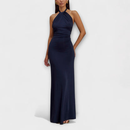 Elegant Flowy Halter Neck Maxi Dress for Women