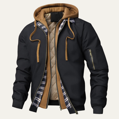 Men's Thermal Quilted Fleece Hooded Jacket
