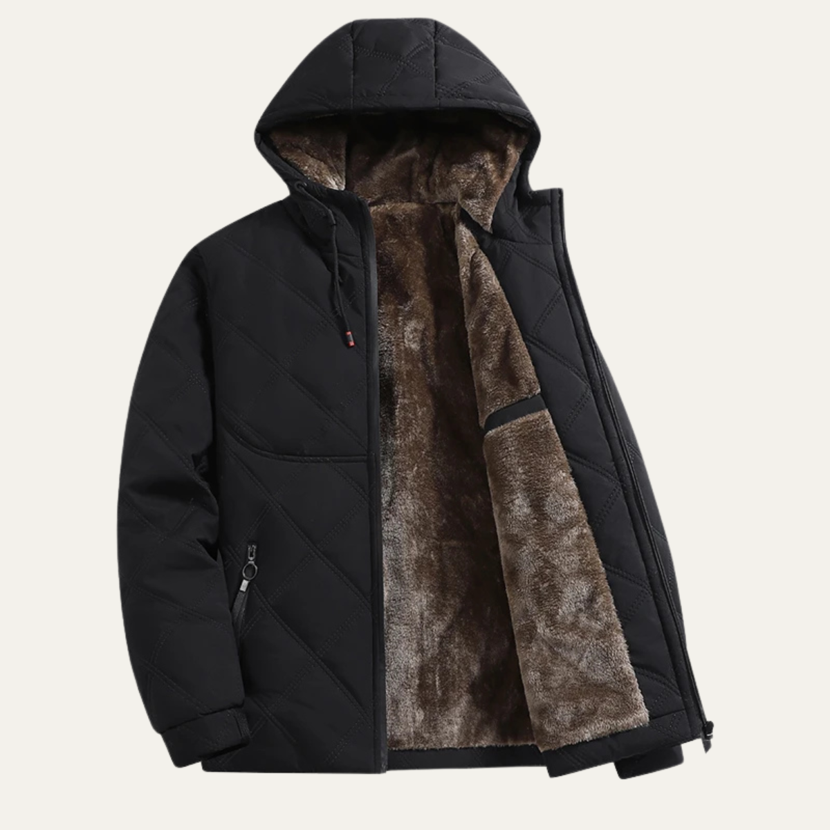 Warm Men's Quilted Hooded Winter Coat