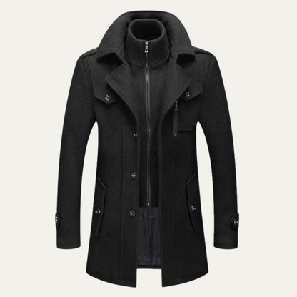 Waterproof Men's Classic Long Trench Coat with Collar