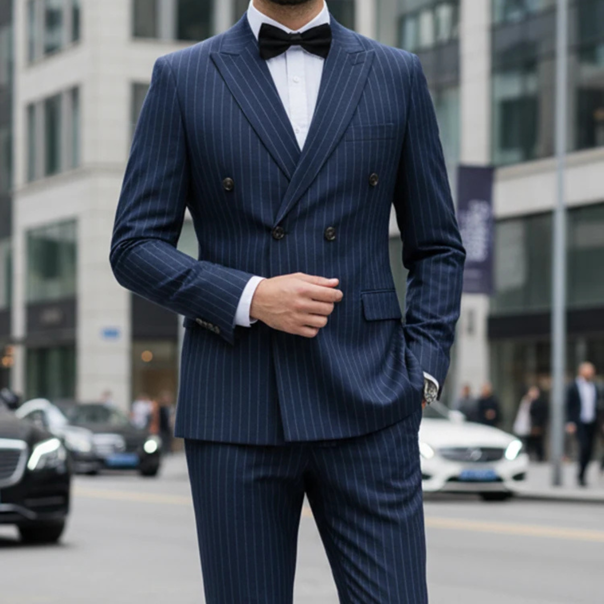 Men's Traditional Pinstripe 2 Piece Suit