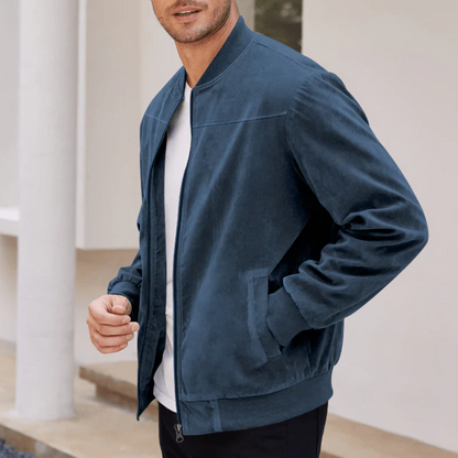Classic Brown Leather Bomber Jacket for Men