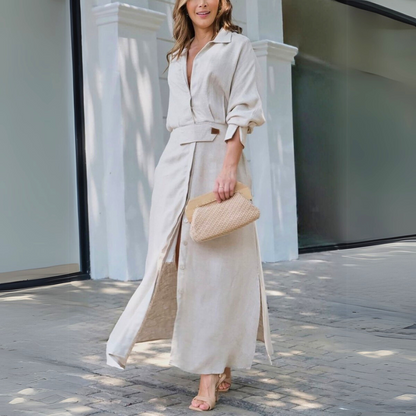 Beautiful Long V Neck Evening Dress - Olytrend