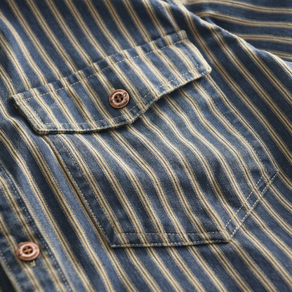 Timeless Mens Striped Relaxed Fit Button Down Shirt