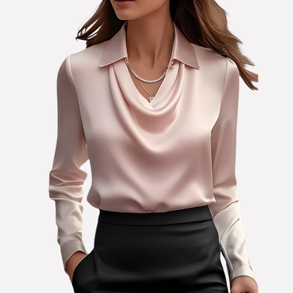 Ladies Silk Blouse with Flowy Neckline