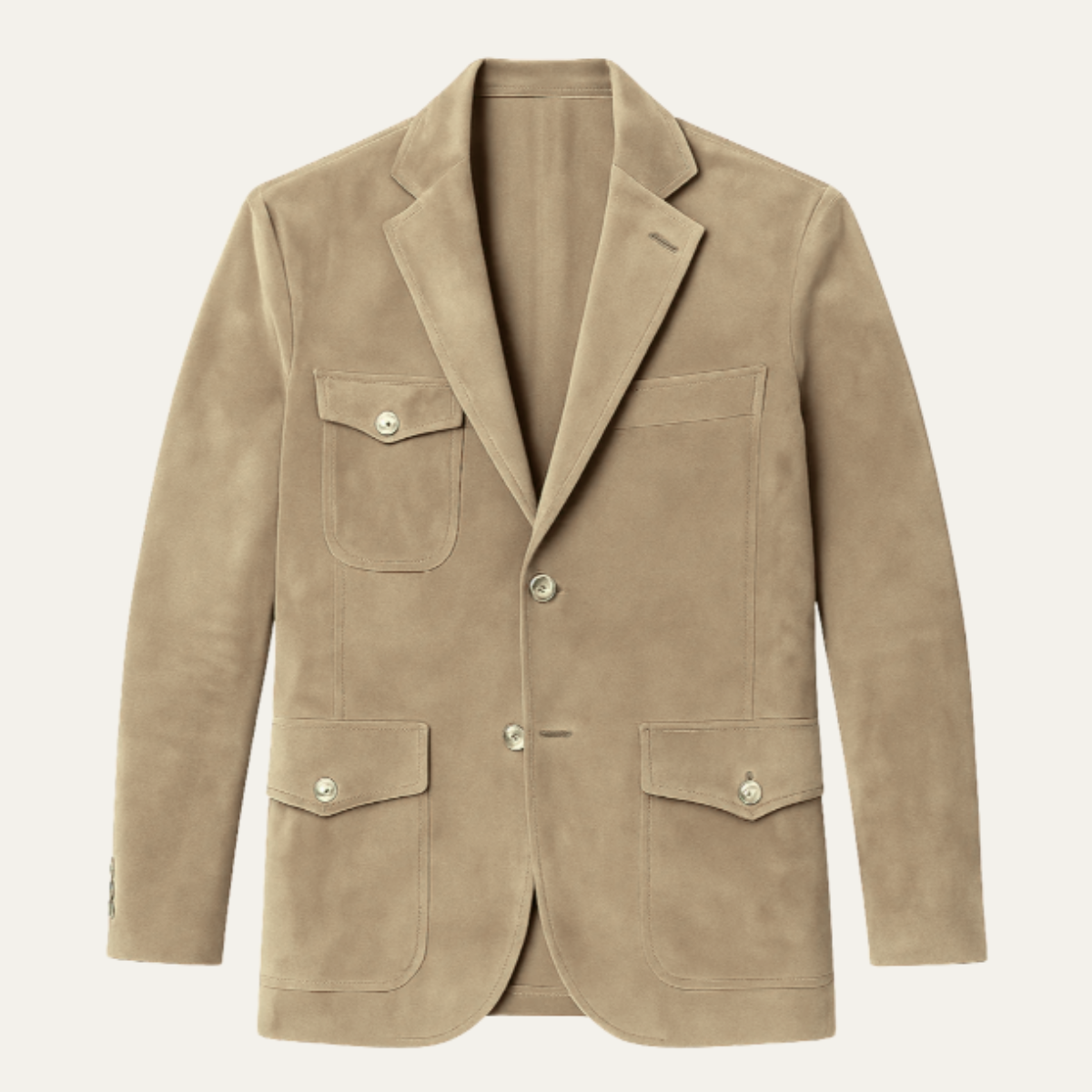 Classic Brown Leather Men's Blazer with Pockets