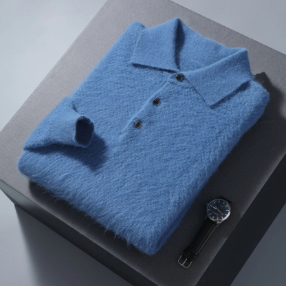 Luxury Men's Soft Cashmere Polo Sweater
