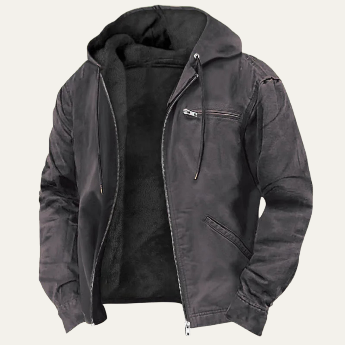 Men's Cozy Fleece Lined Vintage Hoodie Jacket