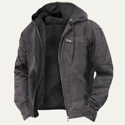 Men's Cozy Fleece Lined Vintage Hoodie Jacket