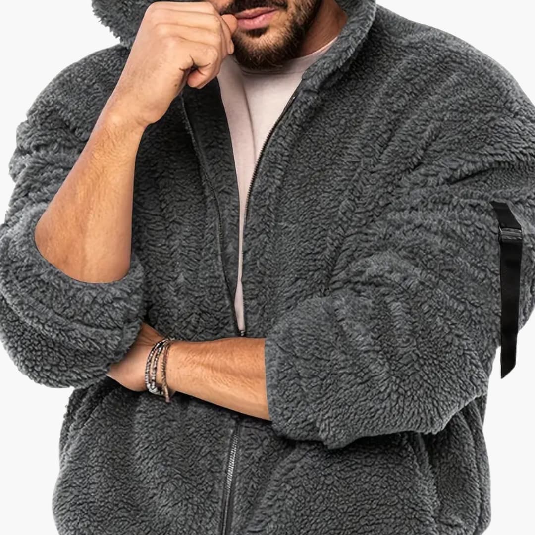 Men's Fleece Zip Up Long Sleeve Jacket