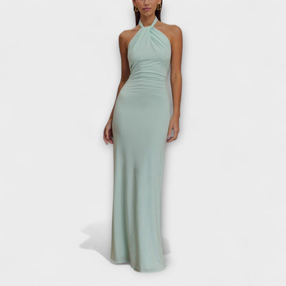 Elegant Flowy Halter Neck Maxi Dress for Women - Nocini