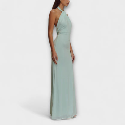 Elegant Flowy Halter Neck Maxi Dress for Women