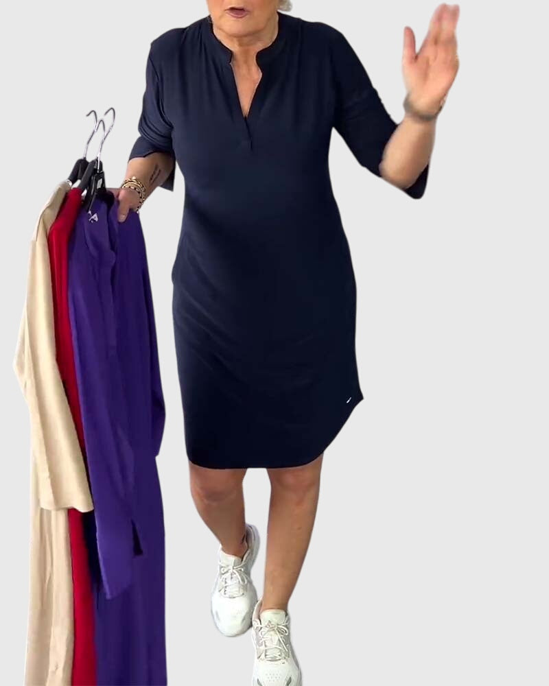 Classic Fit V Neck Mini Dress