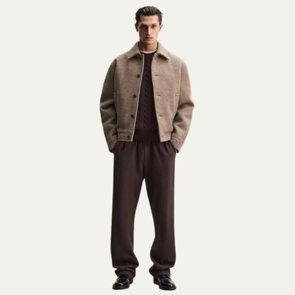 Warm Brown Mens Wool Coat