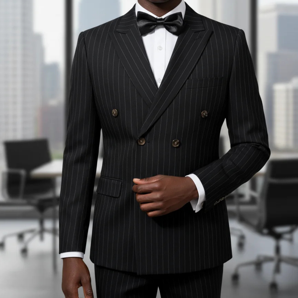 Men's Traditional Pinstripe 2 Piece Suit
