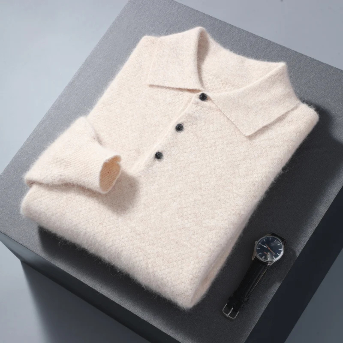 Luxury Men's Soft Cashmere Polo Sweater