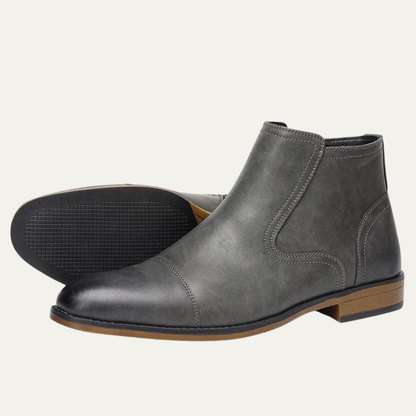 Stylish Men's Leather Side Zip Ankle Boots