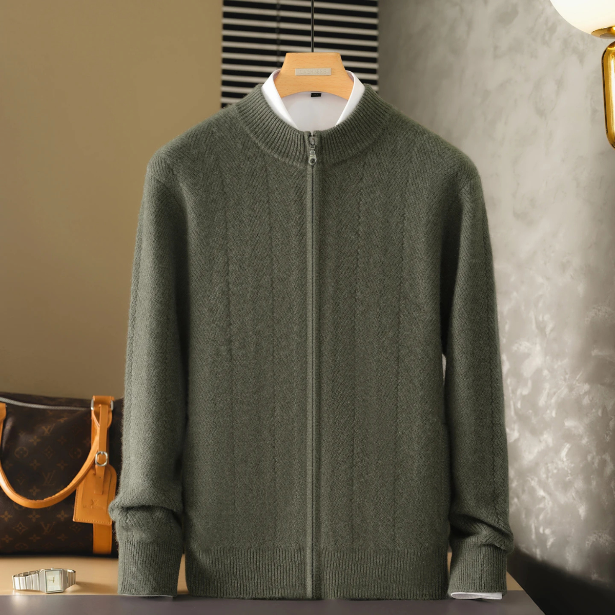 Premium Soft Men's Cashmere Wool Cardigan Sweater