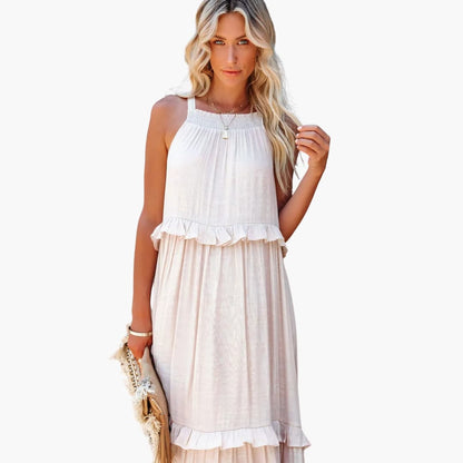 Flowy Long Dress for Women, Lightweight Ruffle Style