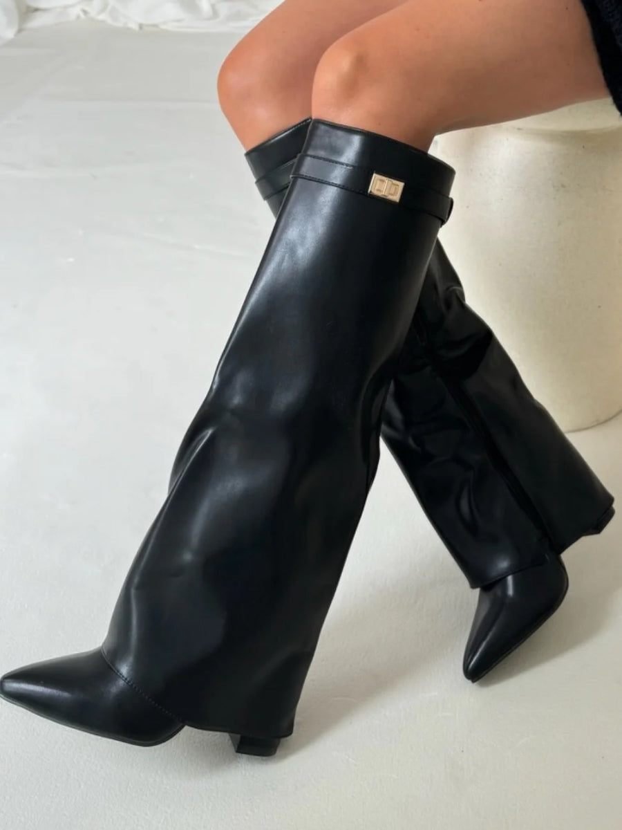 Tall Suede Ankle Boots with High Heel