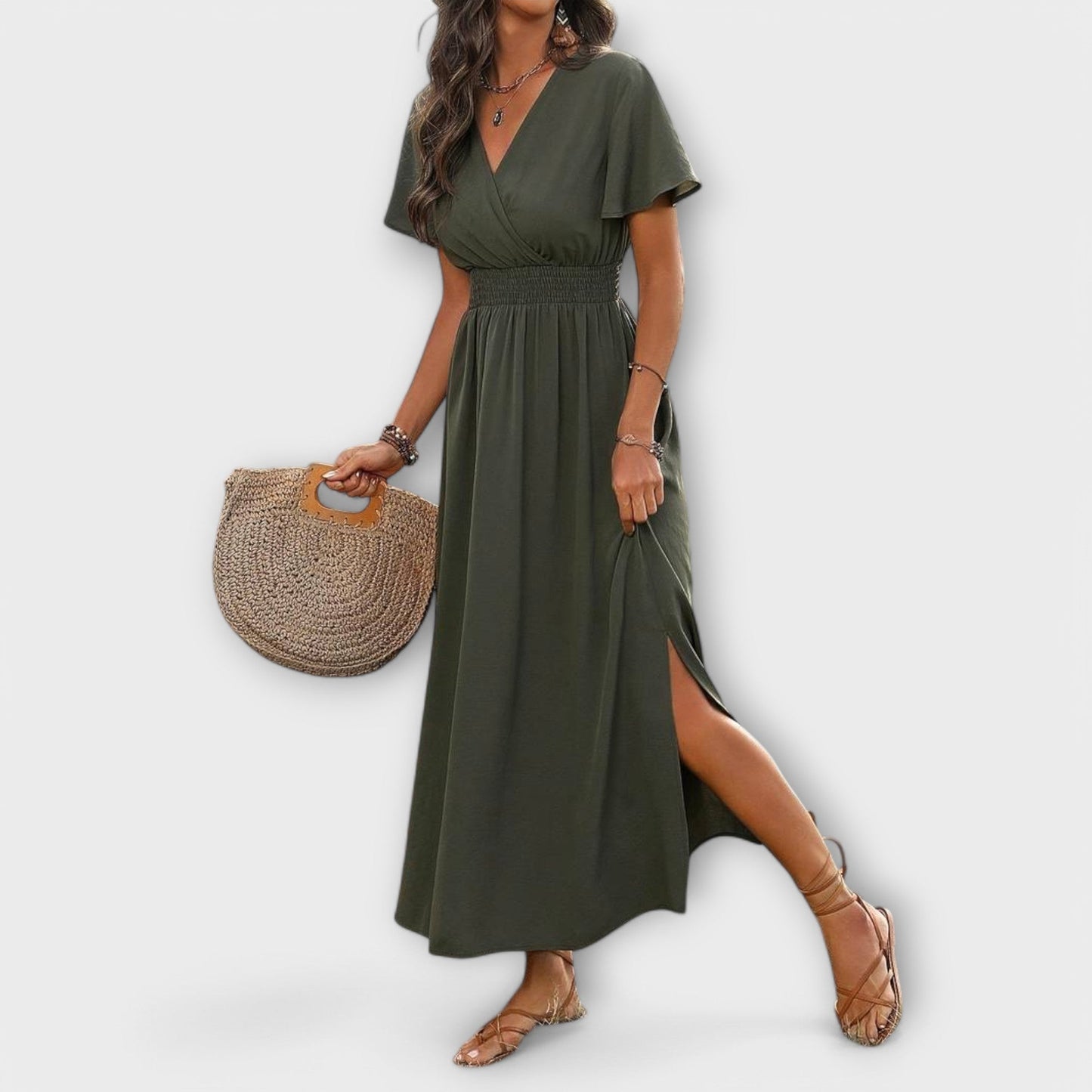 Chic Floral V-Neck Maxi Dress for Women - Nocini
