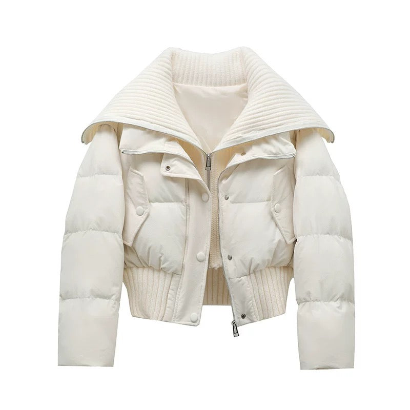 Warm Quilted Down Jacket | Oversized High Neck Coat