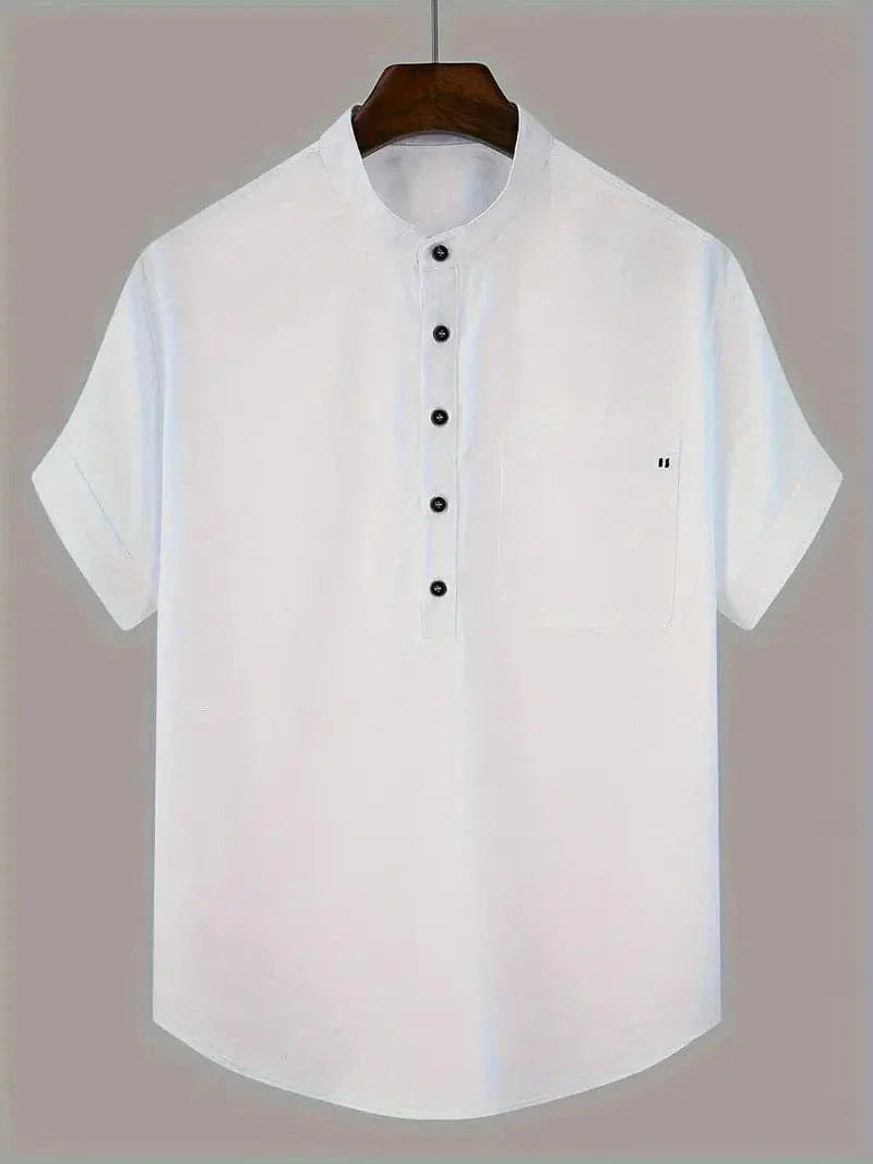Casual Short Sleeve Button Down Shirt - Nocini